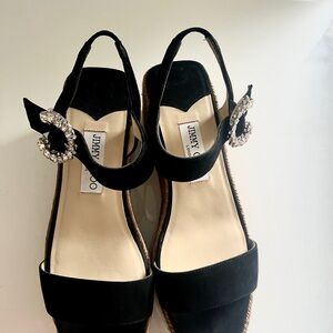 Jimmy Choo Black Wedge Sandals